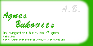 agnes bukovits business card